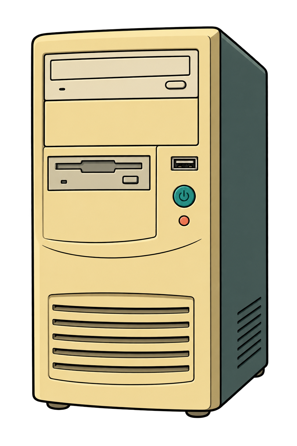 Cartoon beige computer tower
