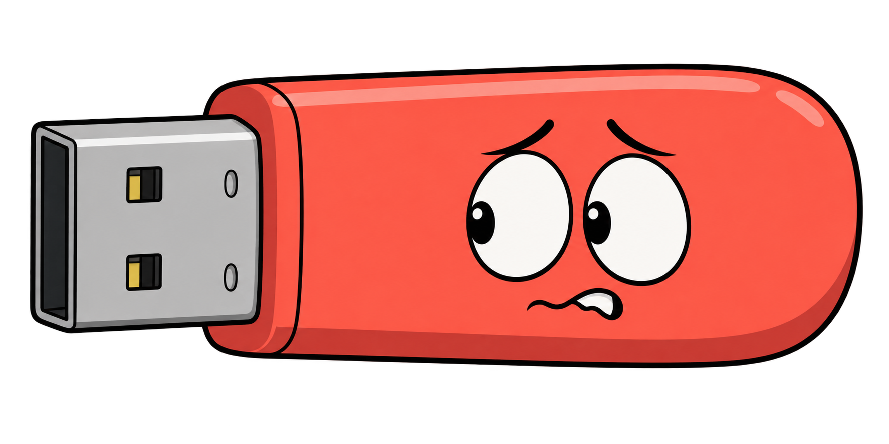 An anxious red USB stick